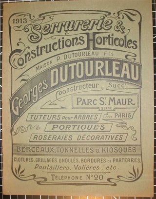 Item #22042 1913 SERRURERIE & CONSTRUCTIONS HORTICOLES. Maison Dutourleau Fils. George...