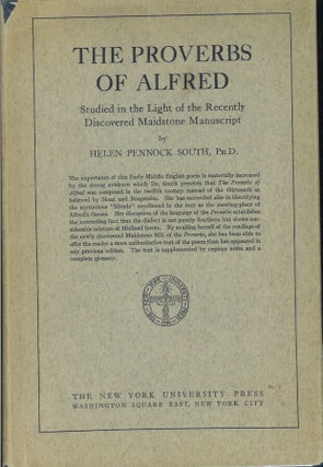 Item #22787 THE PROVERBS OF ALFRED: Studied in the Light of the Recently Discovered Maidstone...