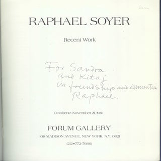 RAPHAEL SOYER: Recent Work. October 17 - November 21, 1981. (exhibit catalogue).