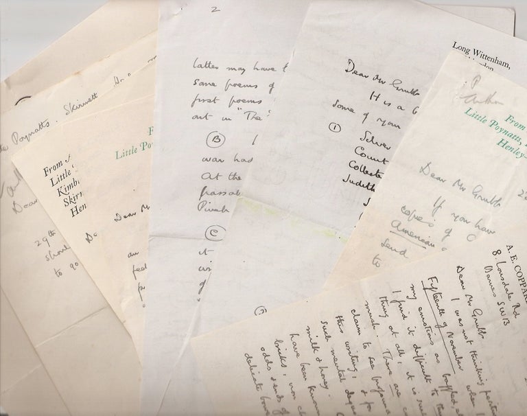 Item #23064 7 AUTOGRAPH LETTERS WRITTEN TO G. H. GRUBB and 1 letter from Jonathan Cape to Mr. Grubb. A. E. Coppard.