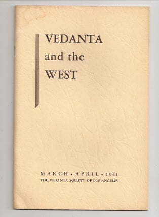 Item #23272 VEDANTA AND THE WEST. Volume 4, Number 2, March - April (1941. Swami Prabhavananda...